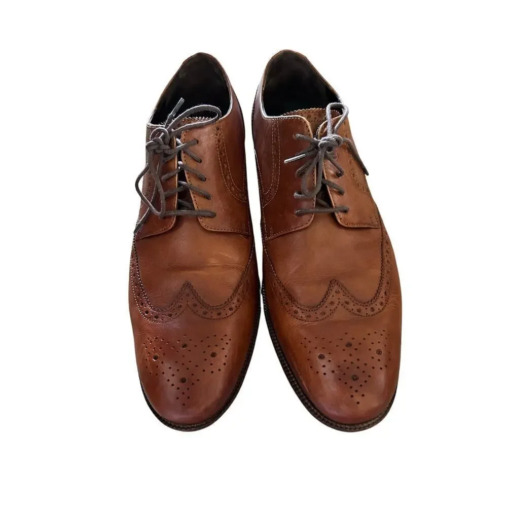 Cole Haan Men's Brown Benton Wingtip Leather Oxford Dress Shoes Size 12